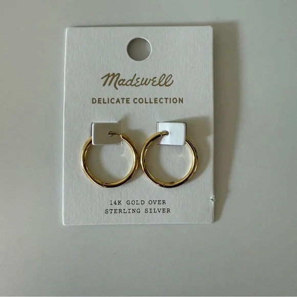 NWT Madewell Demi-Fine Medium Hoop Earrings - Picture 3 of 6